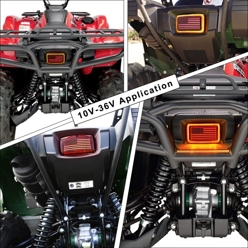 MOVOTOR ATV Tail Light with DRL US Flag Design Brake Light Smoke Lens for ATV UTV Yamaha Grizzly Viking Rhino Big Bear Kodiak Bruin Wolverin Bear Tracker - Image 3